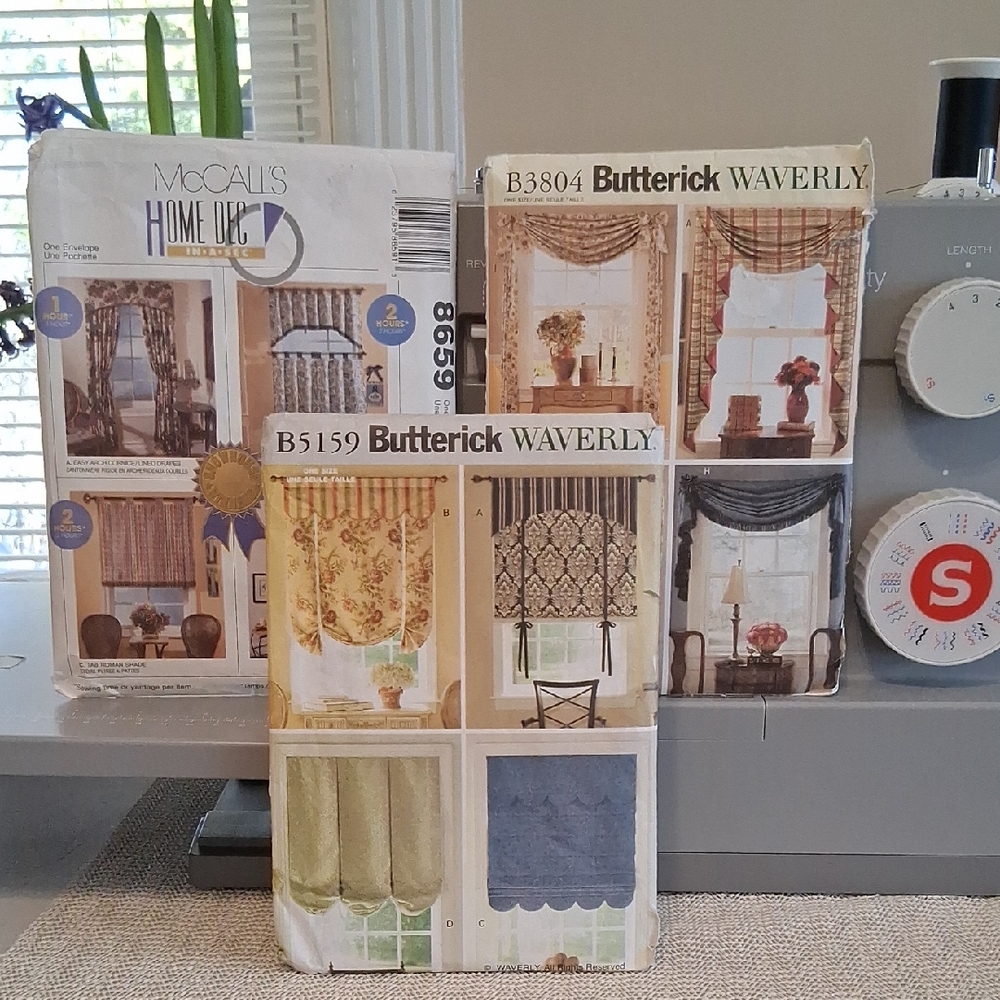 Butterick Waverly McCall's Home Dec Window Treatment Patterns Curtain Patterns